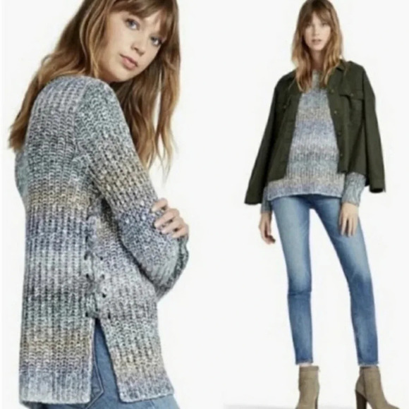 Lucky Brand Side Lace Up Sweater, Color Multi Size S - Picture 1 of 12